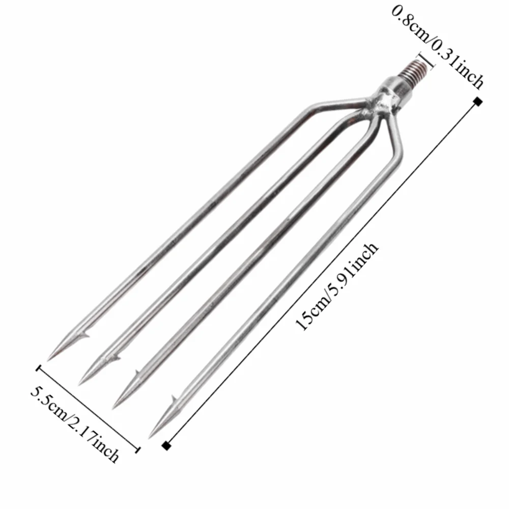 2 PCS Stainless Steel Harpoon Gig Barbed 4 Prongs Fishing Harpoon 8mm Screw High Hardness Fishing Spear Outdoor Fishing