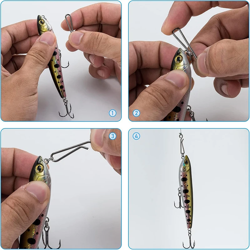 Quick Lock Snap 50Pcs Size 0-6 Black Nickel Stainless Steel Fishing Connector for Saltwater Freshwater Fishing Tackle
