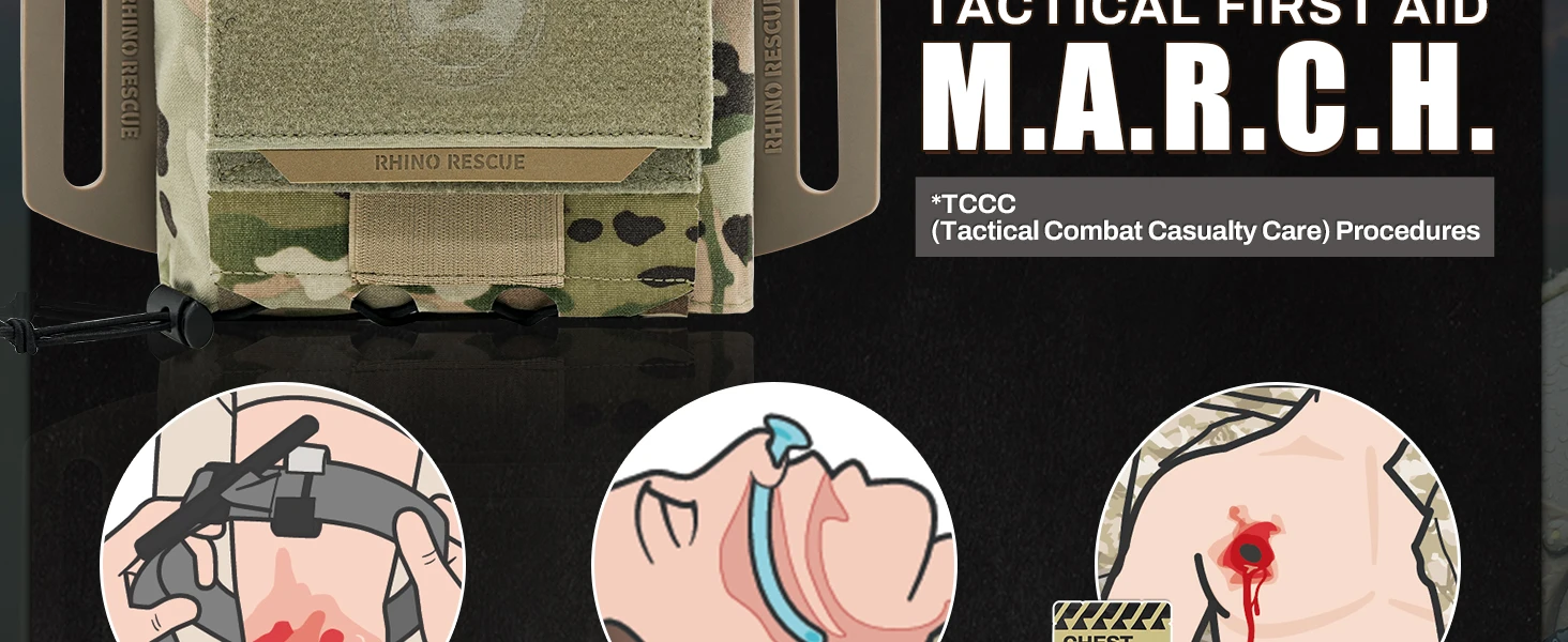 RHINO RESCUE Tactical Molle Medical Pouch Horizontal IFAK Bag Quick Release First Aid Kit for Belt Vest Outdoor