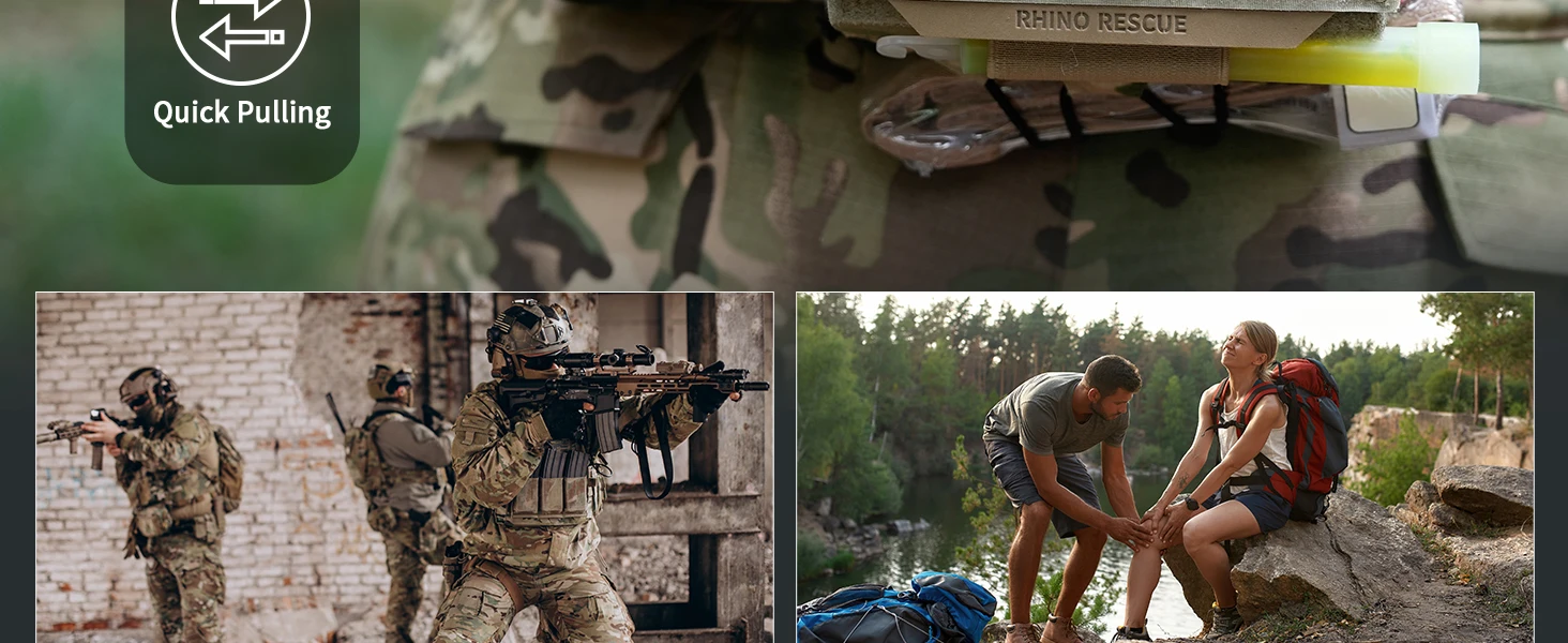 RHINO RESCUE Tactical Molle Medical Pouch Horizontal IFAK Bag Quick Release First Aid Kit for Belt Vest Outdoor