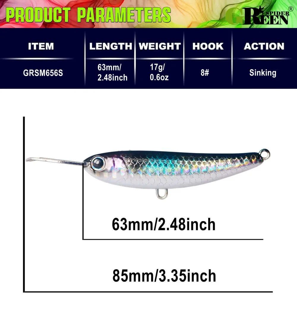 Sinking Minnow Fishing Bait 63mm/17g Artificial Pencil Lure For Bass Trout Fishing Lures