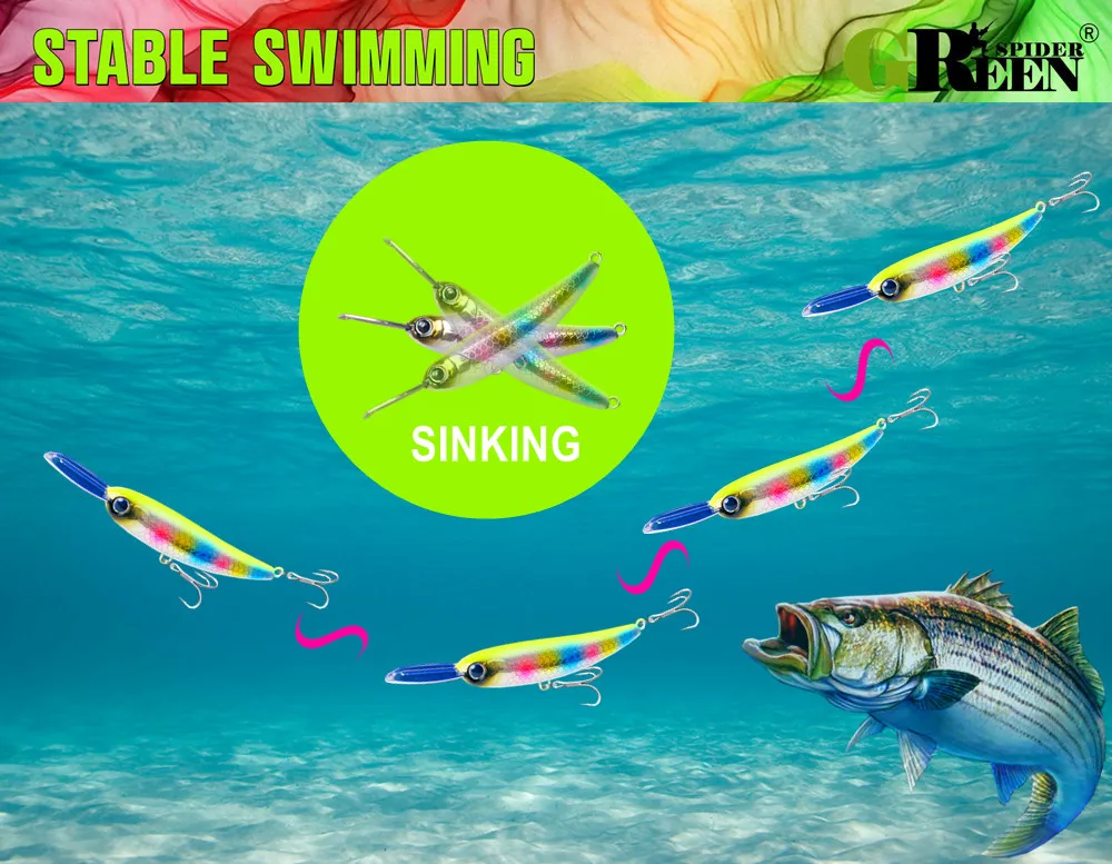 Sinking Minnow Fishing Bait 63mm/17g Artificial Pencil Lure For Bass Trout Fishing Lures