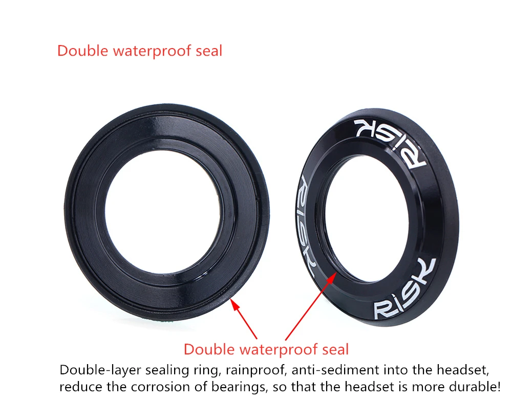 RISK MTB Road Bicycle Headset 44mm 34/41/41.8/49.7/50.6/55/56mm for Bike 28.6mm 1 1/8 Straight 1.25-1.5" 1 1/4-1/2 Tapered Fork