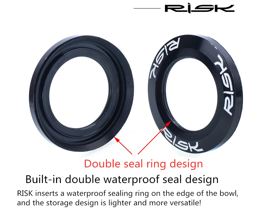 RISK MTB Road Bicycle Headset 44mm 34/41/41.8/49.7/50.6/55/56mm for Bike 28.6mm 1 1/8 Straight 1.25-1.5" 1 1/4-1/2 Tapered Fork