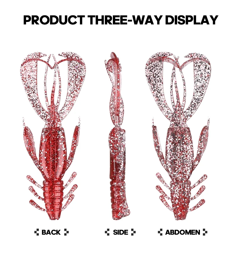 TAIYU-Soft Plastic Fishing Lure, Topwater Floating Shrimp, Lobster, Saltwater, Active Crayfish for Weedless Rigs, 4Pc Set