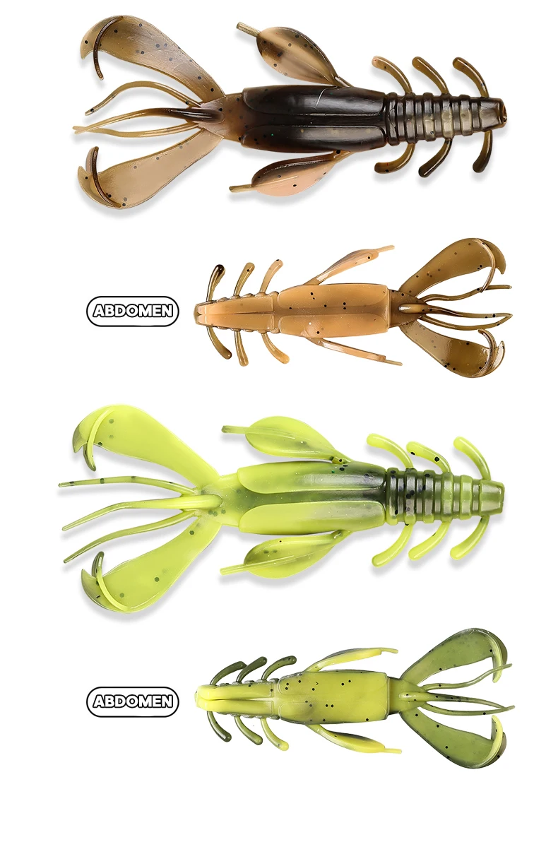 TAIYU-Soft Plastic Fishing Lure, Topwater Floating Shrimp, Lobster, Saltwater, Active Crayfish for Weedless Rigs, 4Pc Set