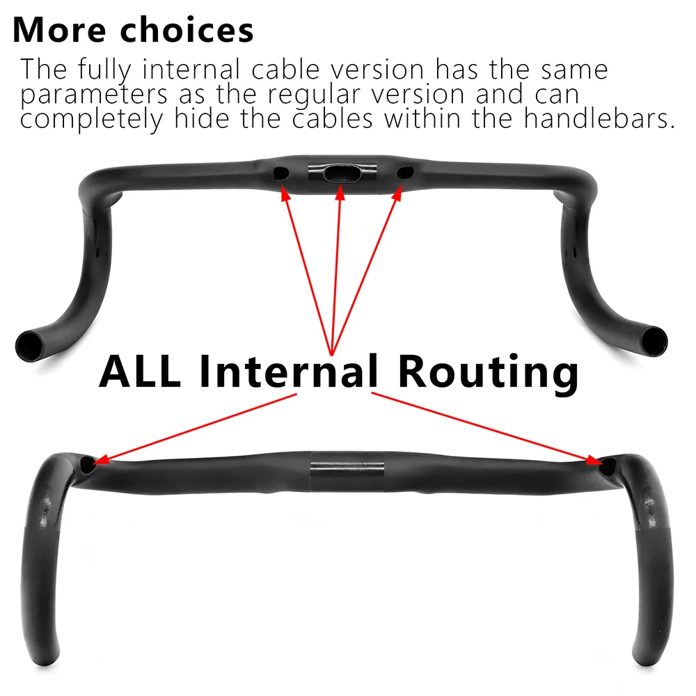 KOCEVLO Carbon Gravel Handlebar Light Bent Racing Bicycle Internal Cables Road Handlebar 340/360/380/400/420mm