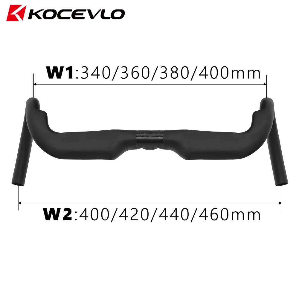 KOCEVLO Carbon Gravel Handlebar Light Bent Racing Bicycle Internal Cables Road Handlebar 340/360/380/400/420mm