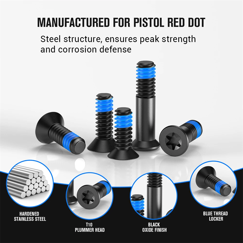 36Pcs Red Dot Screws Kit Stainless Steel M4 #6-32 Red Dot Sight Screws with T10 Head Blue Thread Locker for Reflex Sight Mount