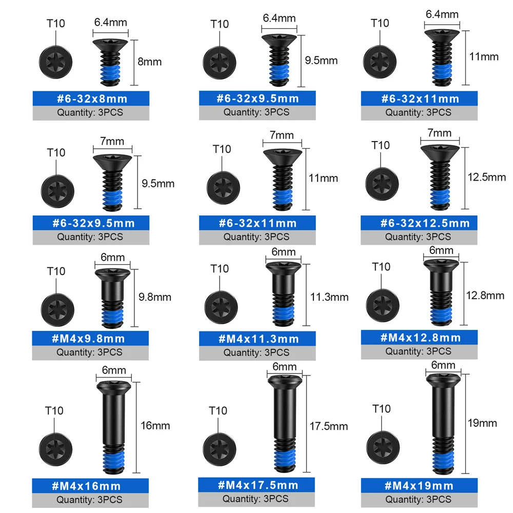 36Pcs Red Dot Screws Kit Stainless Steel M4 #6-32 Red Dot Sight Screws with T10 Head Blue Thread Locker for Reflex Sight Mount