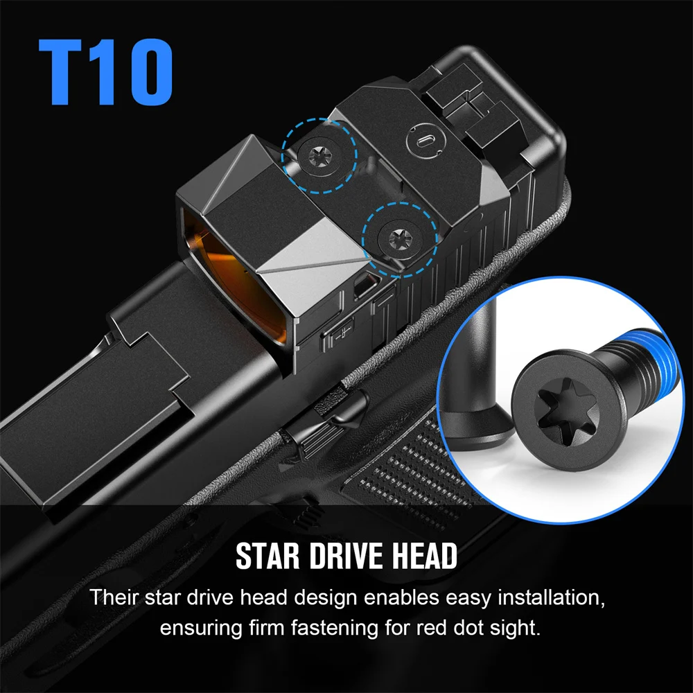 36Pcs Red Dot Screws Kit Stainless Steel M4 #6-32 Red Dot Sight Screws with T10 Head Blue Thread Locker for Reflex Sight Mount