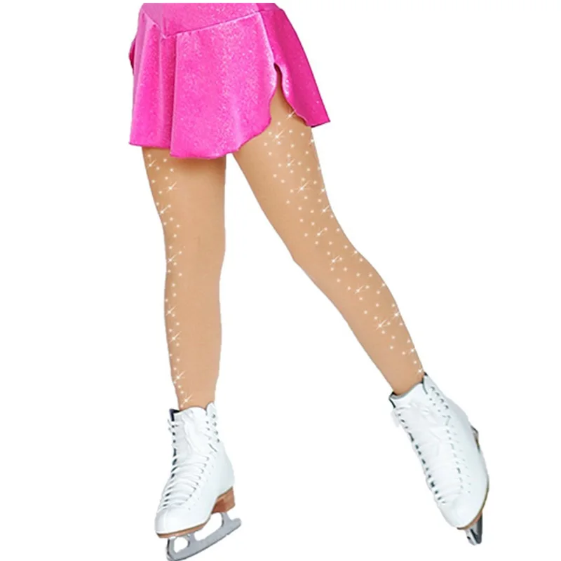 Ice Skating Figure Skating Pantyhose For Adults Gymnastics Rhinestone Pants Socks With Shoes Cover Kids Long Tights Trousers