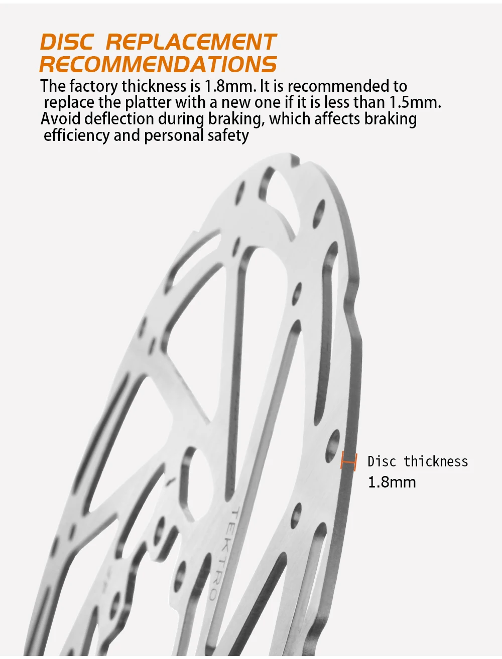 TEKTRO Disc Brake Rotor 6-Bolt TR160/TR180/TR203 160/180/203mm Stainless Steel Lightweight Dissipation Polygonal Design Screws