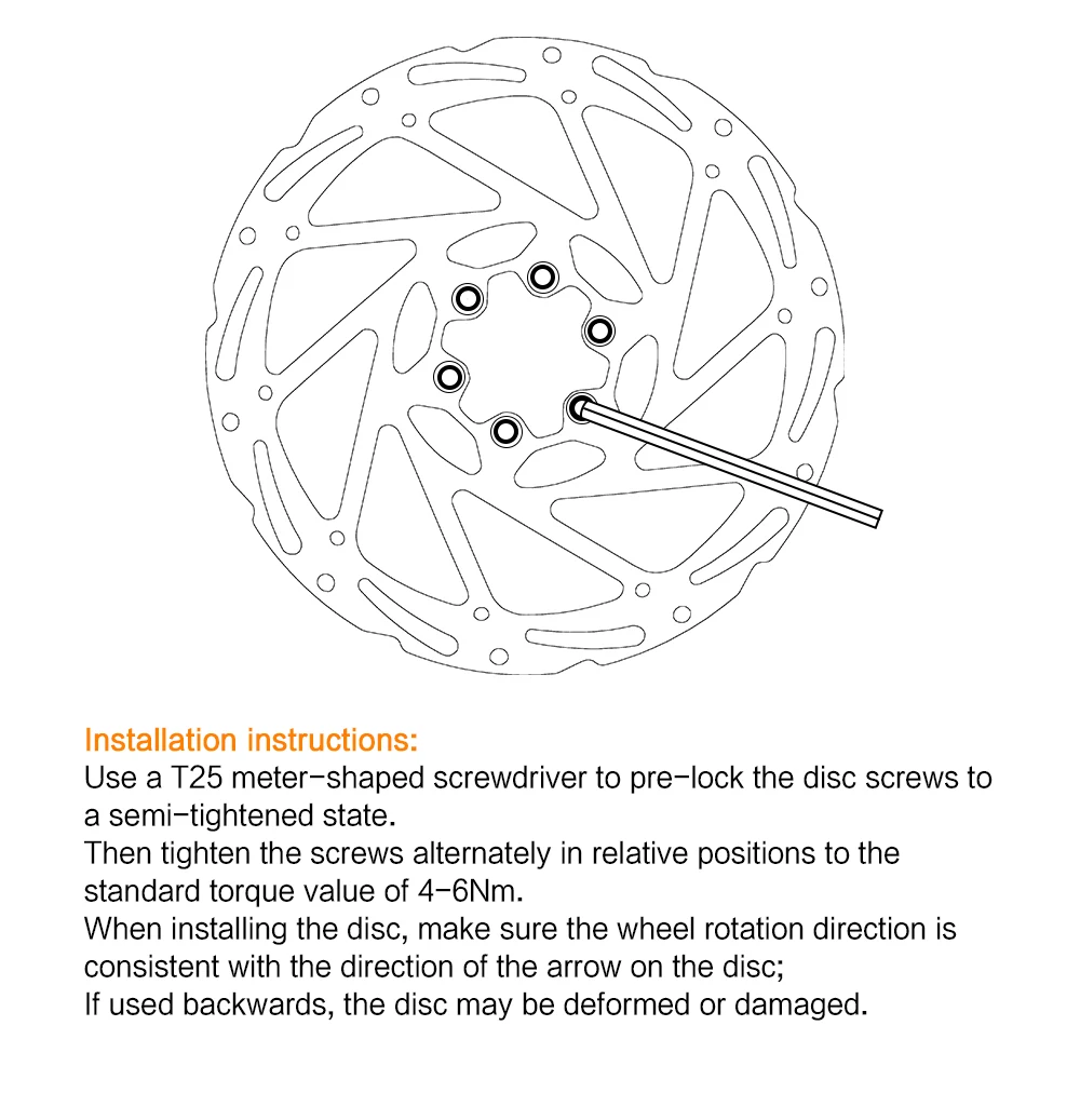 TEKTRO Disc Brake Rotor 6-Bolt TR160/TR180/TR203 160/180/203mm Stainless Steel Lightweight Dissipation Polygonal Design Screws