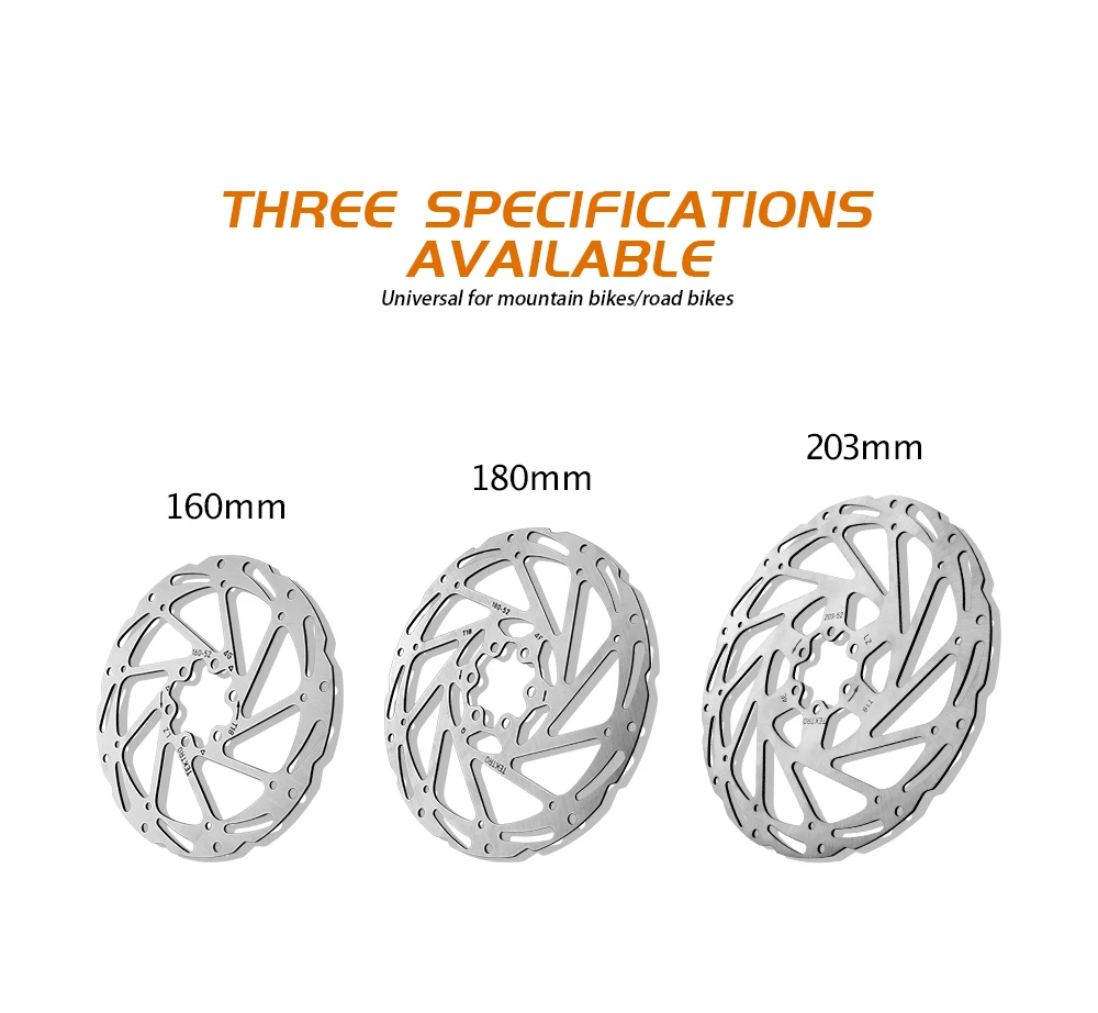 TEKTRO Disc Brake Rotor 6-Bolt TR160/TR180/TR203 160/180/203mm Stainless Steel Lightweight Dissipation Polygonal Design Screws