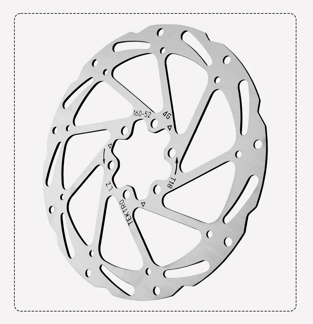 TEKTRO Disc Brake Rotor 6-Bolt TR160/TR180/TR203 160/180/203mm Stainless Steel Lightweight Dissipation Polygonal Design Screws
