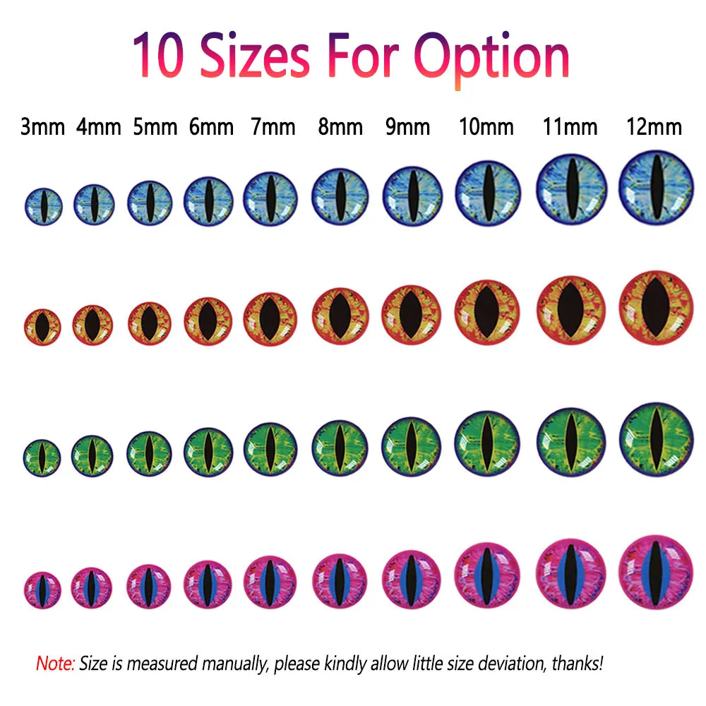 100pcs Holographic 3D Epoxy Fish Eyes Dragon Eyes For Baitfish Streamer Saltwater Fly Jig Baits Fishing Lure Making 3mm~12mm