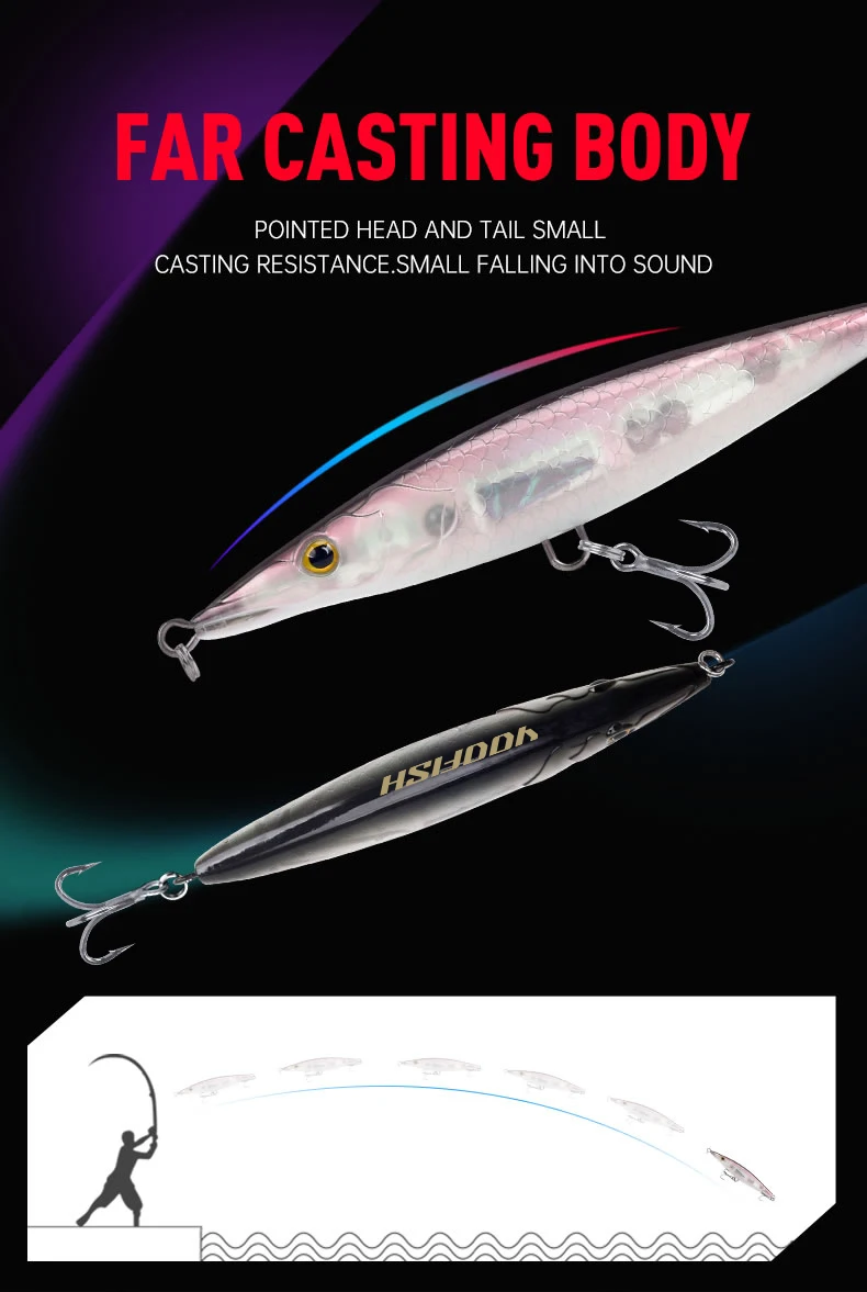 YOOFISH Floating Pencil Bait 90mm/110mm/130mm/150mm Long Casting Topwater Stickbait Hard Wobblers For Seabass Pike Fishing