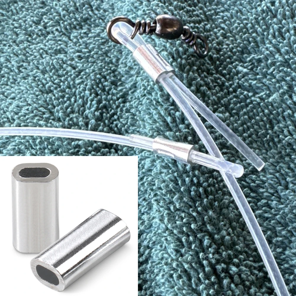 Fishing Aluminum Crimp Sleeves Oval Barrel Round Loop Sleeve Wire Leader Rigging Tackle Box Pesca Line Connectors 60-210Pcs Tube