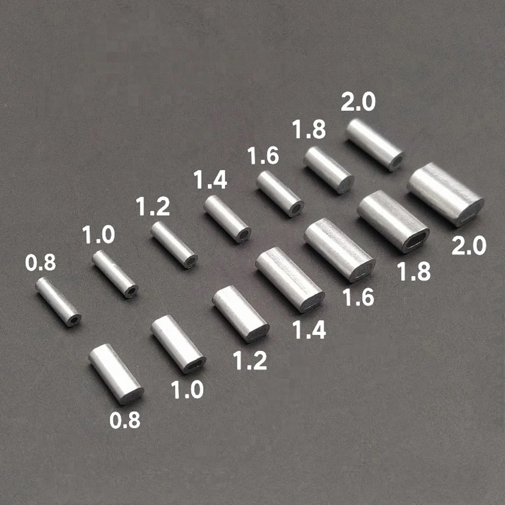 Fishing Aluminum Crimp Sleeves Oval Barrel Round Loop Sleeve Wire Leader Rigging Tackle Box Pesca Line Connectors 60-210Pcs Tube