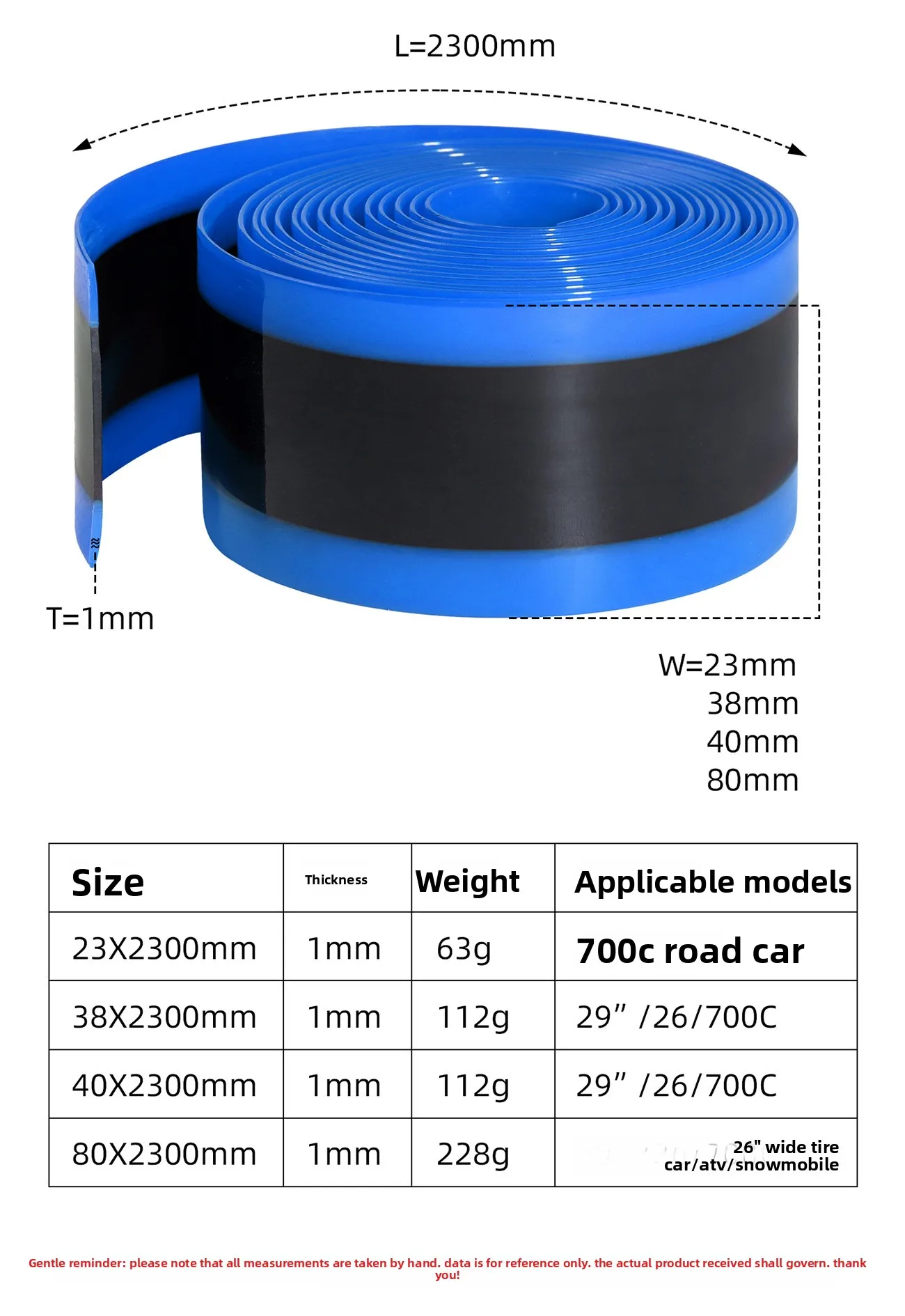 1PCS Bike Tire Liner Inner Tube Bicycle 700C Flat Protector Compatible with 12' 16' 18' 20' 24' 26' 27.5' 29' TPU Tire Liner