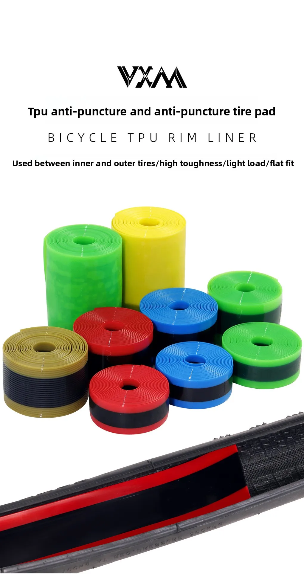 1PCS Bike Tire Liner Inner Tube Bicycle 700C Flat Protector Compatible with 12' 16' 18' 20' 24' 26' 27.5' 29' TPU Tire Liner