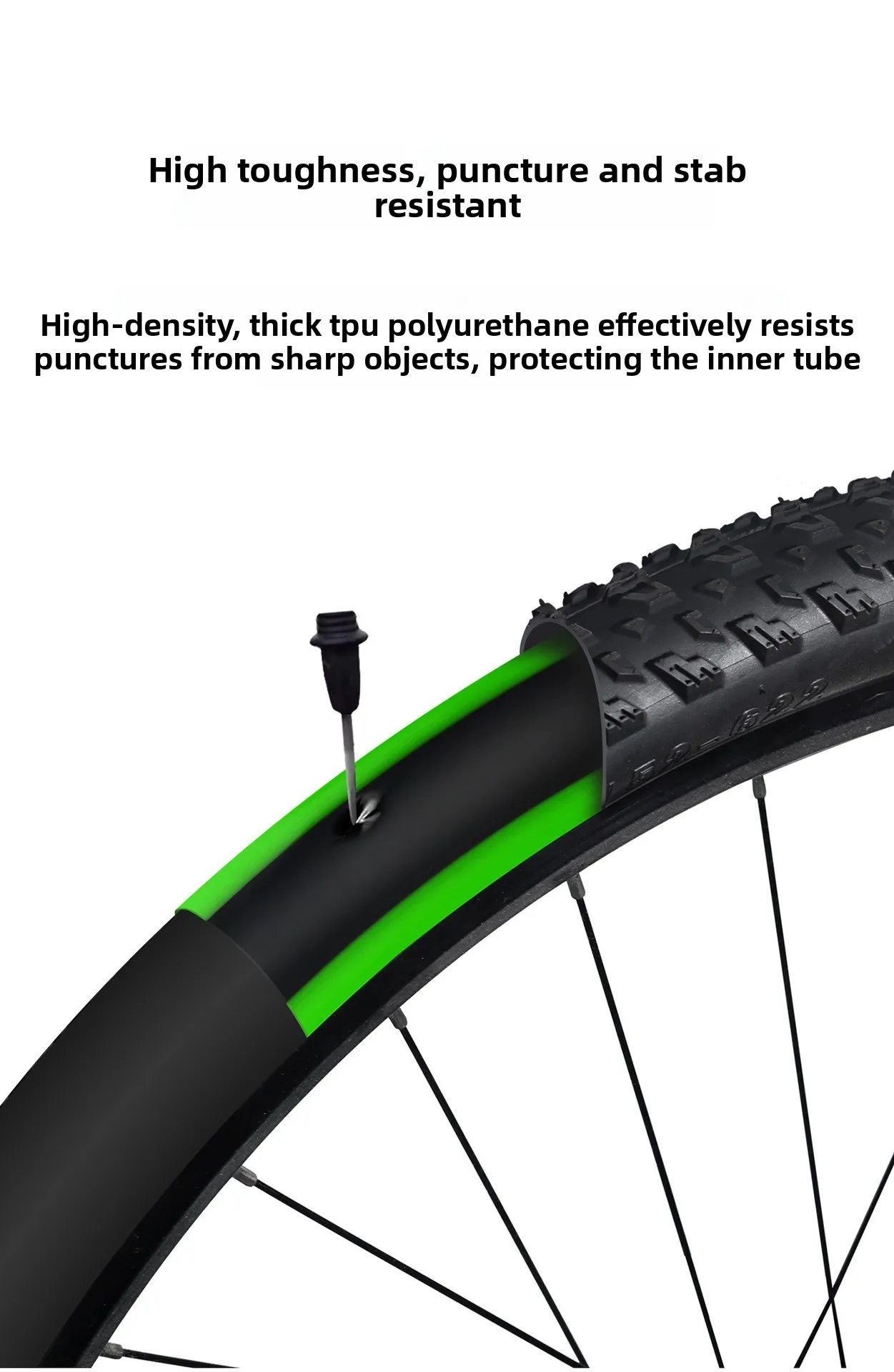 1PCS Bike Tire Liner Inner Tube Bicycle 700C Flat Protector Compatible with 12' 16' 18' 20' 24' 26' 27.5' 29' TPU Tire Liner