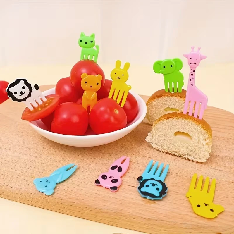 12-46pcs Bento Box Accessory Set Cute Mini Fruit Forks Set Portable Tomato Sauce Dispenser Set Outdoor Tableware