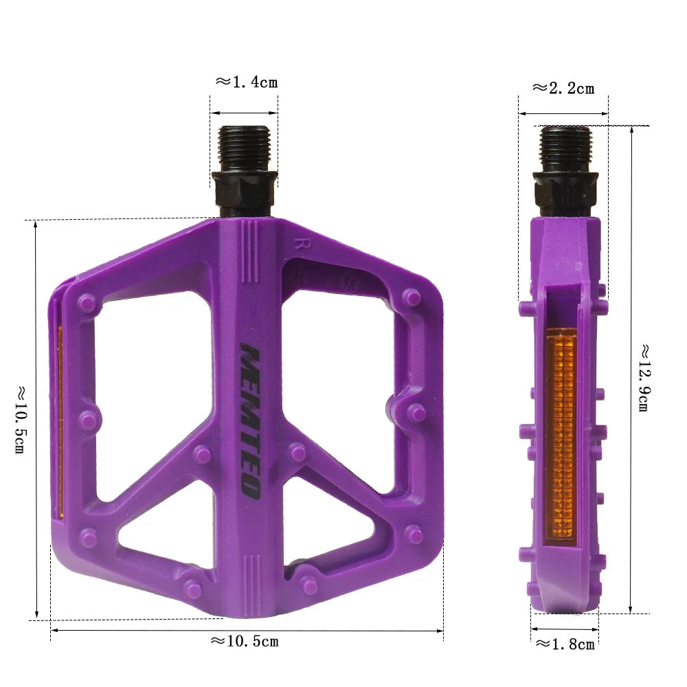 Ultralight Economy Model Double DU Bearing Bike Pedal Nylon Material Reflective Bright Strips MTB Road Bicycle Flat Pedals