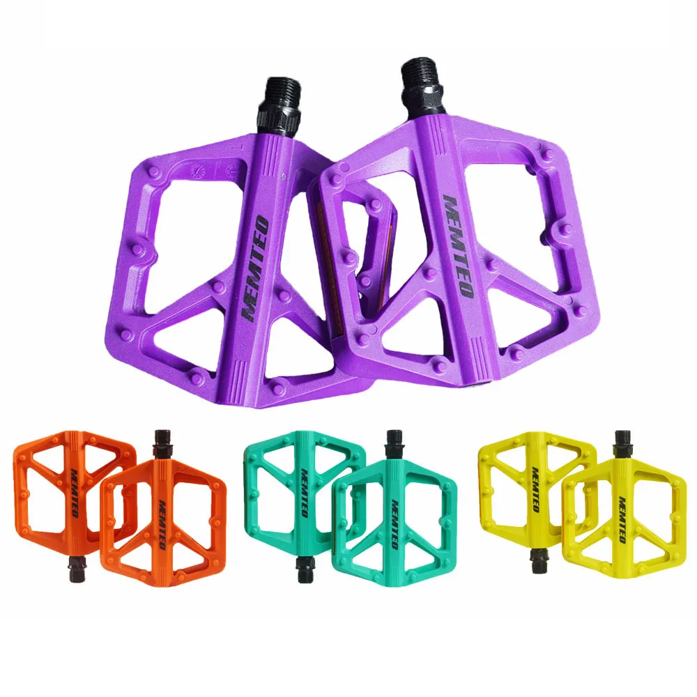 Ultralight Economy Model Double DU Bearing Bike Pedal Nylon Material Reflective Bright Strips MTB Road Bicycle Flat Pedals