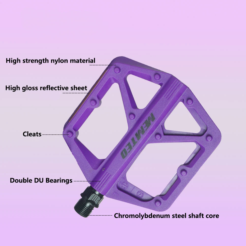 Ultralight Economy Model Double DU Bearing Bike Pedal Nylon Material Reflective Bright Strips MTB Road Bicycle Flat Pedals