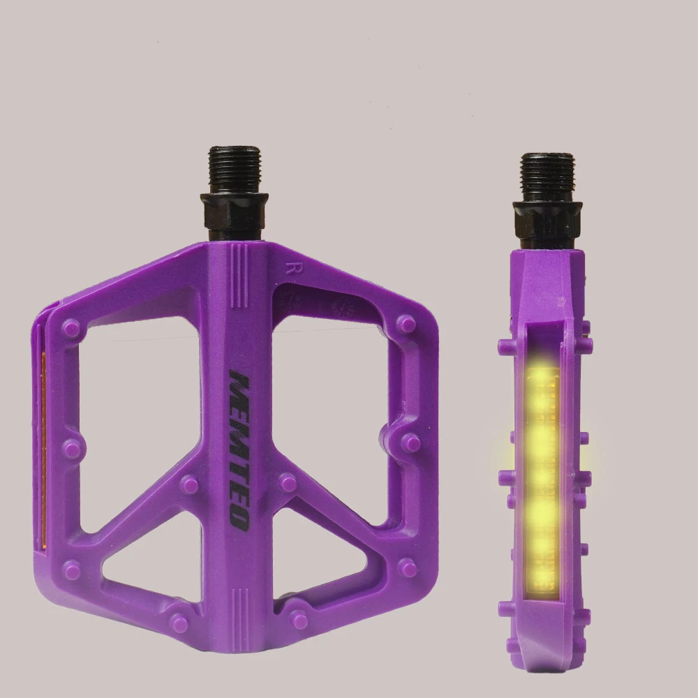 Ultralight Economy Model Double DU Bearing Bike Pedal Nylon Material Reflective Bright Strips MTB Road Bicycle Flat Pedals