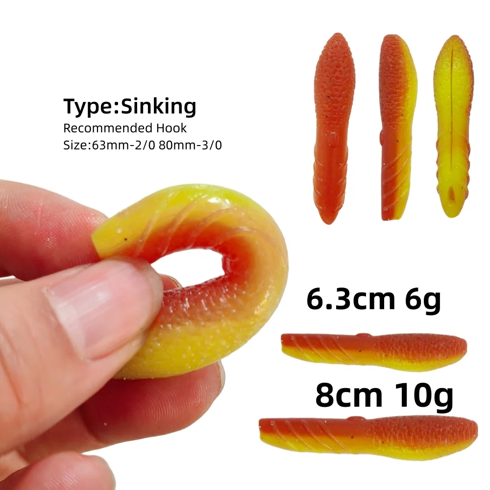 MUKUN 63mm/80mm Sinking Soft Lure Artificial Fishing Lures Sea Worms Earthworm Fishing Tackle Soft Lures