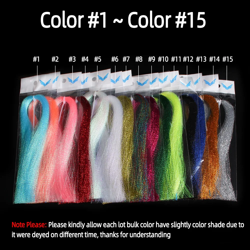 2Packs Twisted Holographic Flashabou Tinsel Fly Fishing Tying Crystal Flash for Baitfish Streamer Jig Hook Lure Making Material