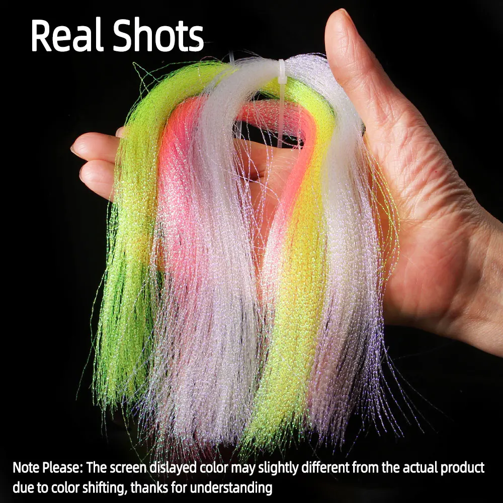 2Packs Twisted Holographic Flashabou Tinsel Fly Fishing Tying Crystal Flash for Baitfish Streamer Jig Hook Lure Making Material