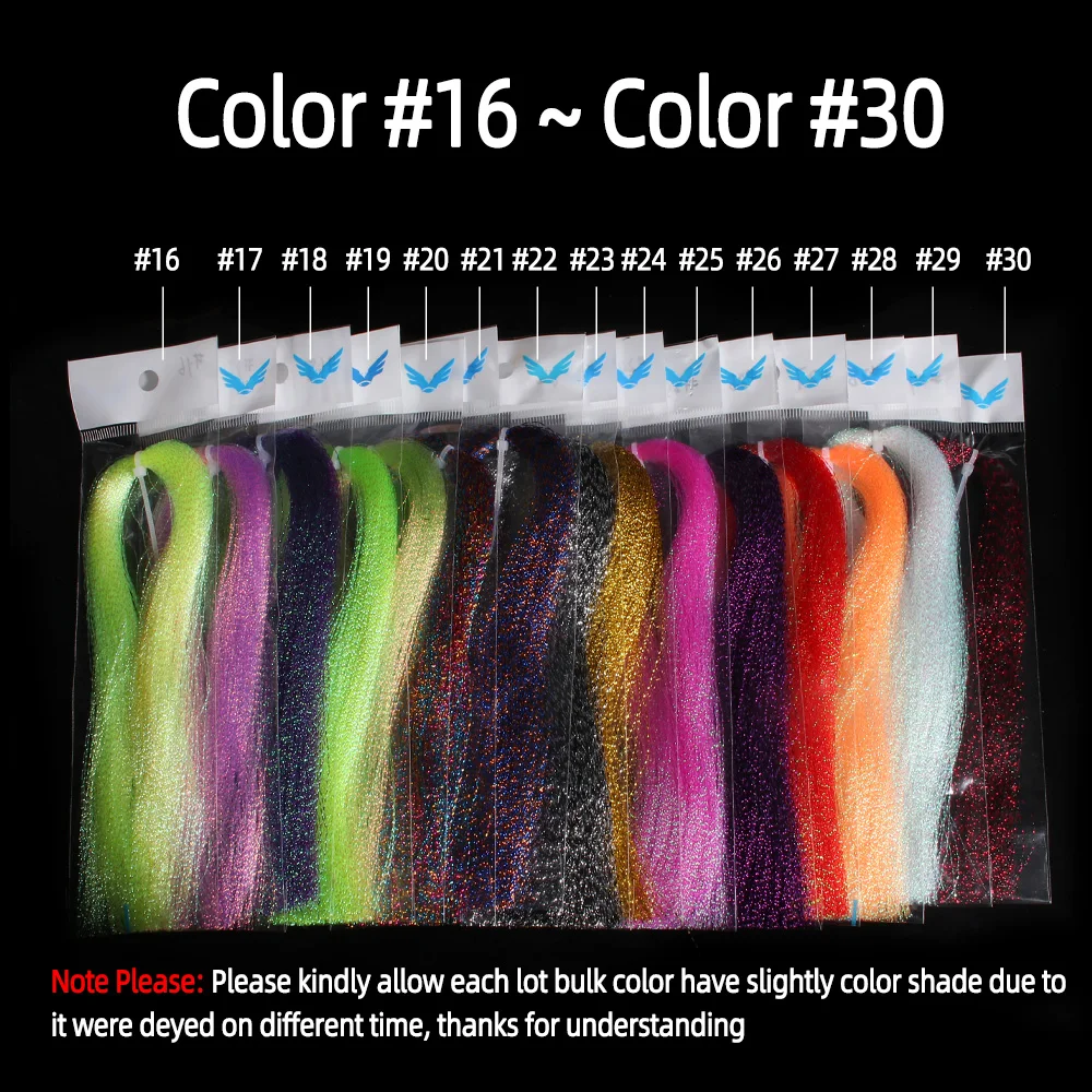 2Packs Twisted Holographic Flashabou Tinsel Fly Fishing Tying Crystal Flash for Baitfish Streamer Jig Hook Lure Making Material