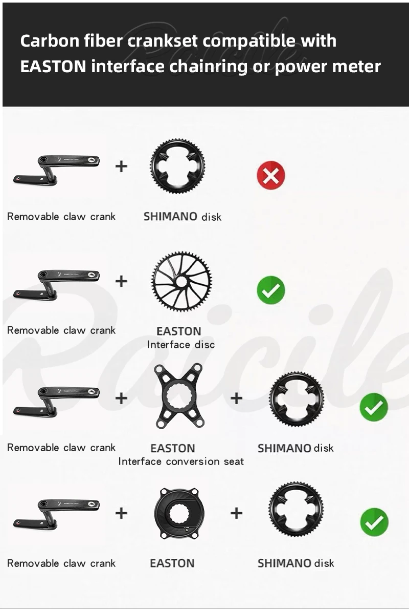 RPANTAHI Road Bike Carbon Fibre Crankset, Featuring a 24 Mm Titanium Axle and an Ultra-Light Carbon Fibre BCD 110 Spider EASTON