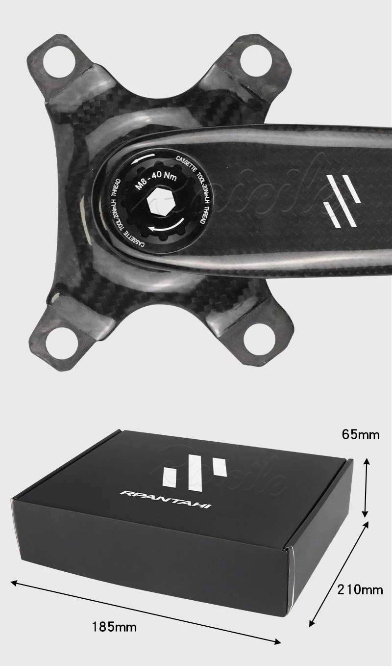 RPANTAHI Road Bike Carbon Fibre Crankset, Featuring a 24 Mm Titanium Axle and an Ultra-Light Carbon Fibre BCD 110 Spider EASTON