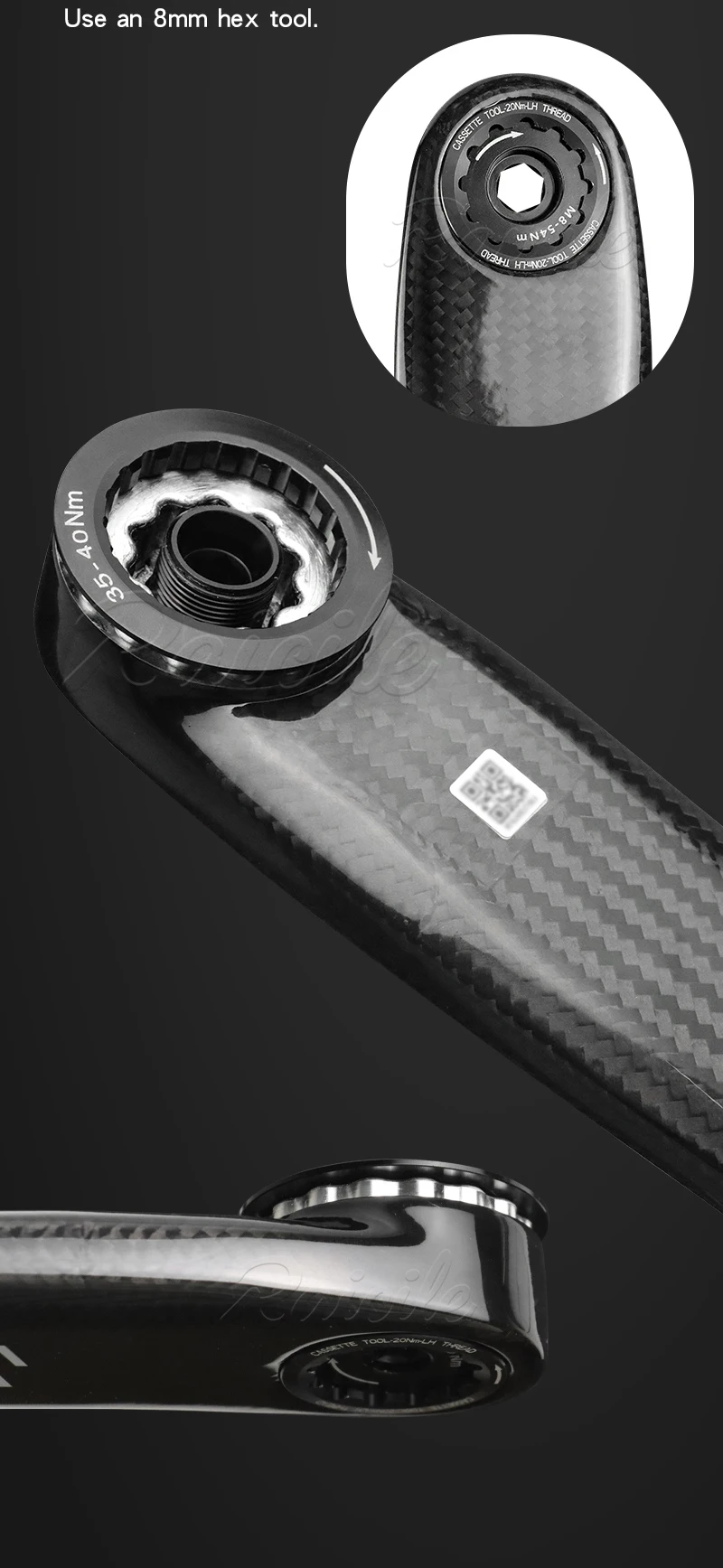RPANTAHI Road Bike Carbon Fibre Crankset, Featuring a 24 Mm Titanium Axle and an Ultra-Light Carbon Fibre BCD 110 Spider EASTON