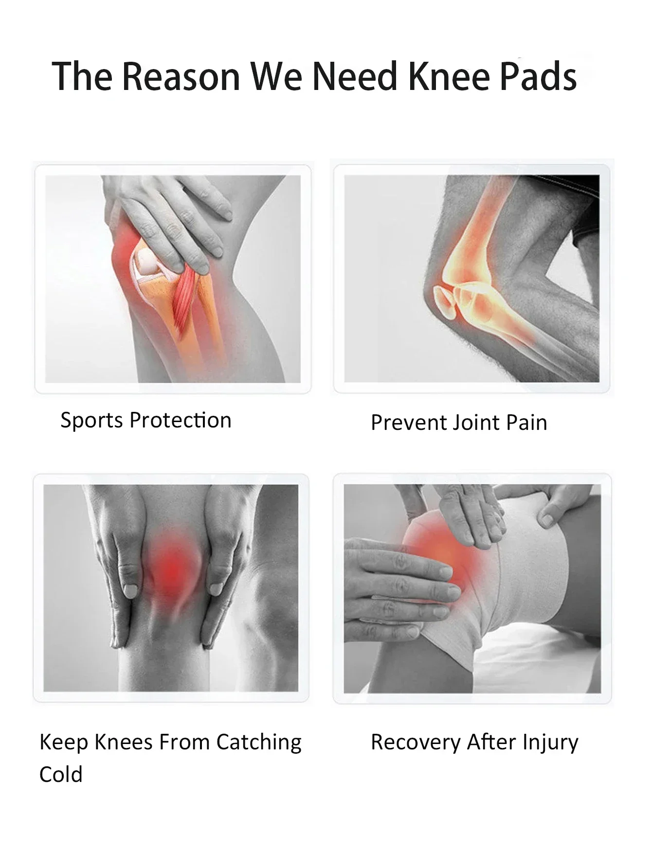 1Pair Thickened Protection Sports Kneepad Gym Support Fitness Gear Gear Basketball Brace Protector Male/Female Non Slip Pads