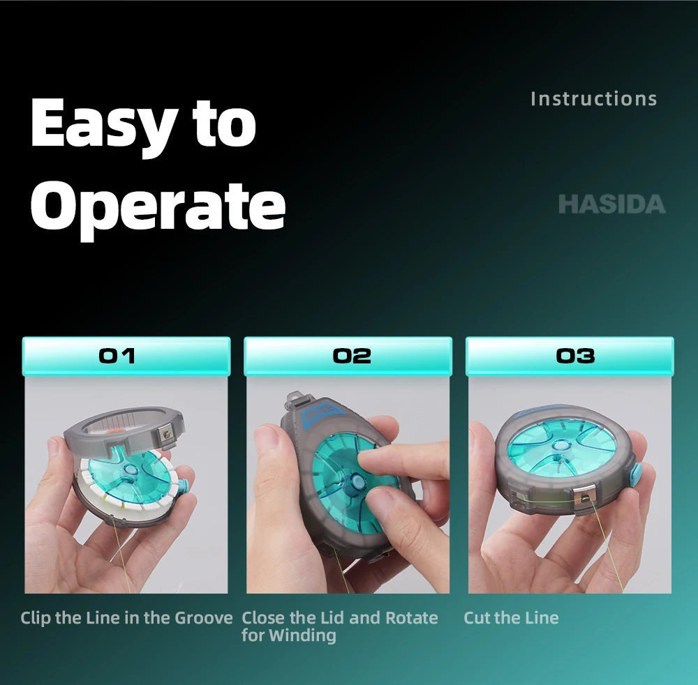 HASIDA Fishing Line Box with Cutter Portable Leader Line Holder Dispenser Mini Fishing Tackle Storage Box with Hanging Buckle