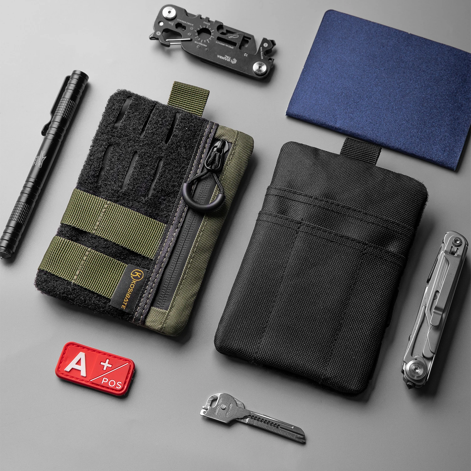 EDC Pouch Slim EDC Pocket Organizer with Zipper Tactical Pouch for Flashlight, Multitool, Pen, Notebook, Compact EDC Gear Pouch