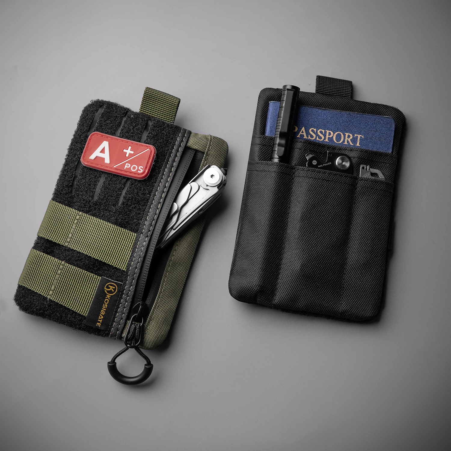 EDC Pouch Slim EDC Pocket Organizer with Zipper Tactical Pouch for Flashlight, Multitool, Pen, Notebook, Compact EDC Gear Pouch