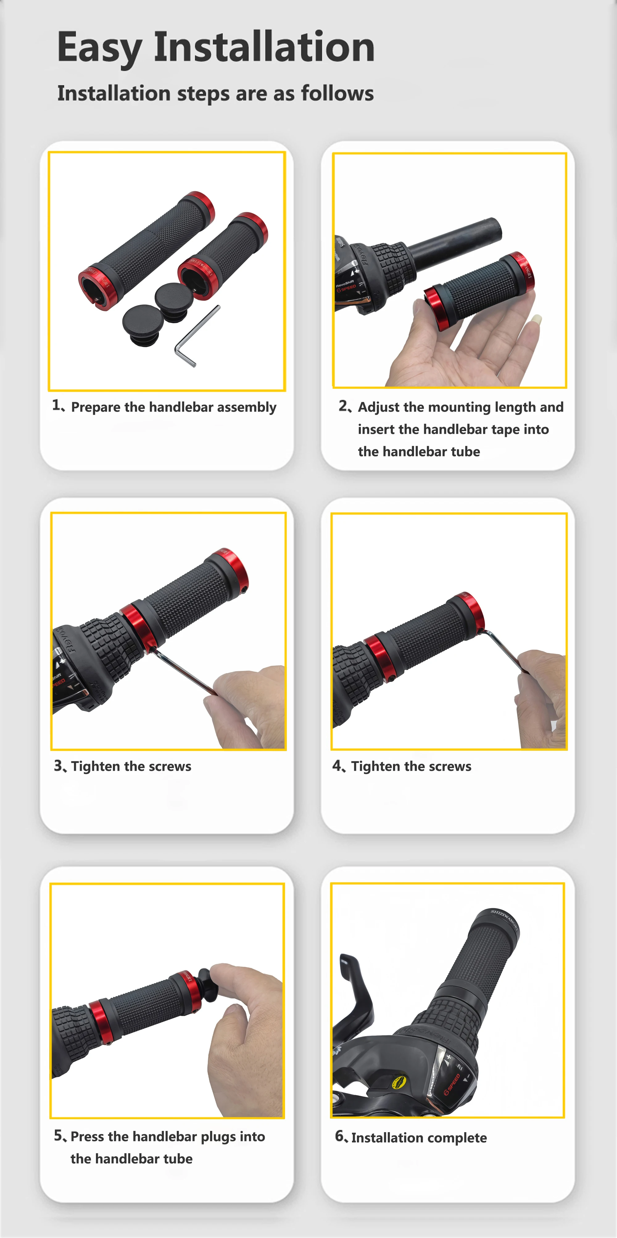 SHIZIWANGRI MTB Grips 80mm/129mm High Quality Rubber Bicycle Handlebar Anti-Skid Cover Rubber Bike Gloves Turn Handle