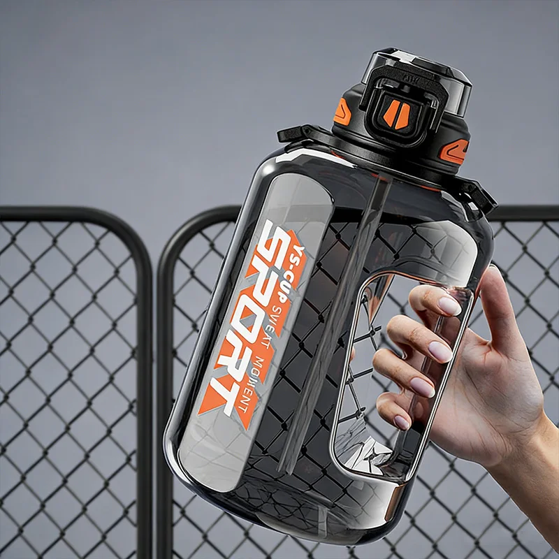 Summer Sport Water Bottle Large Capacity Ton Bucket for Men Women Hiking Basketball Fitness Portable Water Jug With Straw