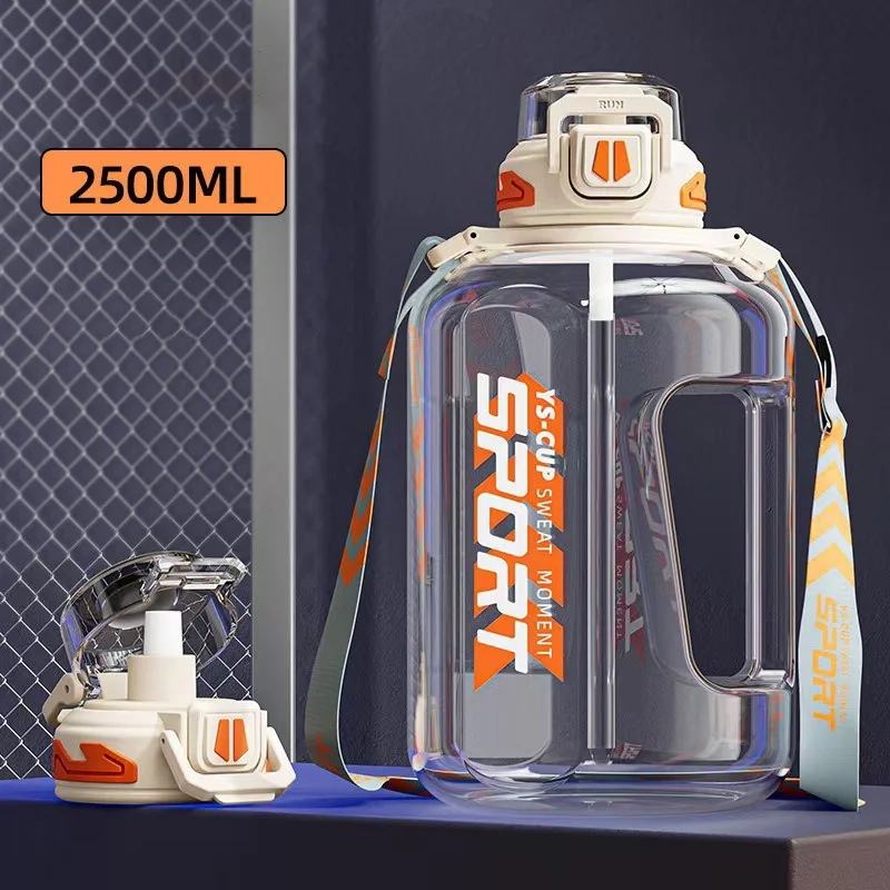 Summer Sport Water Bottle Large Capacity Ton Bucket for Men Women Hiking Basketball Fitness Portable Water Jug With Straw