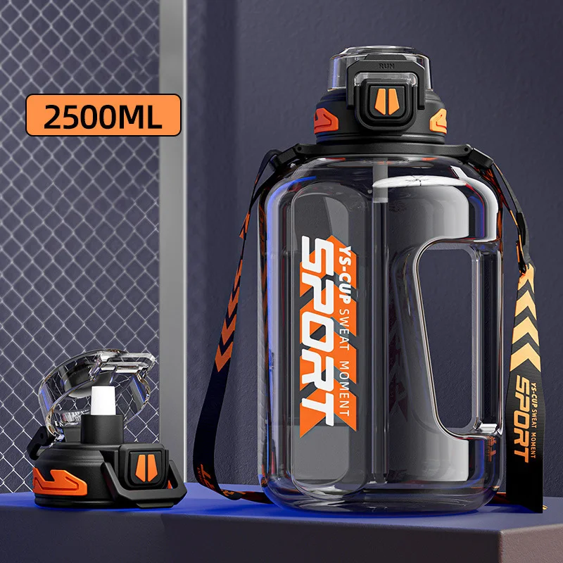 Summer Sport Water Bottle Large Capacity Ton Bucket for Men Women Hiking Basketball Fitness Portable Water Jug With Straw