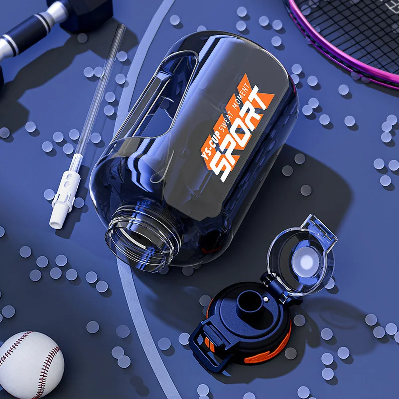Summer Sport Water Bottle Large Capacity Ton Bucket for Men Women Hiking Basketball Fitness Portable Water Jug With Straw