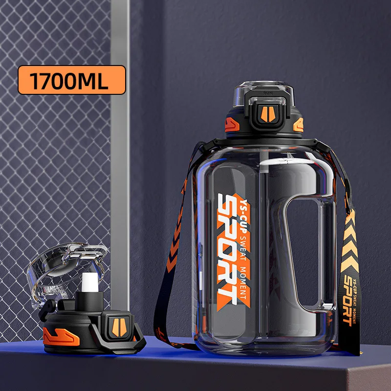 Summer Sport Water Bottle Large Capacity Ton Bucket for Men Women Hiking Basketball Fitness Portable Water Jug With Straw