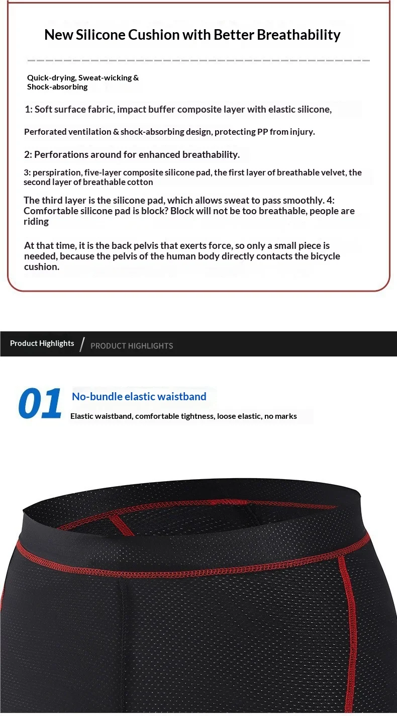 OFFBONDAGE Cycling Shorts Men Breathable Mesh Cycling Underwear 5D Gel Pad Shockproof MTB Bike Shorts Cycling Clothes